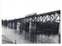 P&W Bullet Cars Crossing the Bridgeport-Norristown Viaduct. Photo taken by James Brazel July 4, 1966.