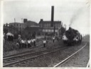 Picketing textile workers block the railroad at the Minerva Mills in Bridgeport, PA in 1934.