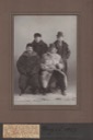 Photograph of Edward Conard and friends, with funeral notice.