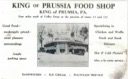 King of Prussia Food Shop ad, c. 1930. Courtesy of the Cummings family.