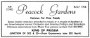 Peacock Gardens Ad from a 1962 Brigadoon Valley Forge Music Fair Program.